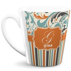 Orange Blue Swirls & Stripes 12 Oz Latte Mug (Personalized)