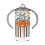 Orange Blue Swirls & Stripes 12 oz Stainless Steel Sippy Cup (Personalized)