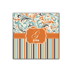 Orange Blue Swirls & Stripes Wood Print - 12x12 (Personalized)