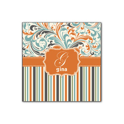 Orange Blue Swirls & Stripes Wood Print - 12x12 (Personalized)