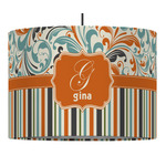 Orange Blue Swirls & Stripes 16" Drum Pendant Lamp - Fabric (Personalized)