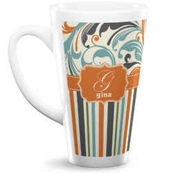 Orange Blue Swirls & Stripes 16 Oz Latte Mug (Personalized)