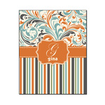 Orange Blue Swirls & Stripes Wood Print - 16x20 (Personalized)