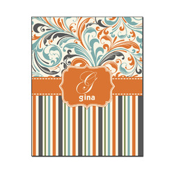 Orange Blue Swirls & Stripes Wood Print - 16x20 (Personalized)