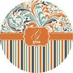 Orange Blue Swirls & Stripes Multipurpose Round Labels - 2" (Personalized)