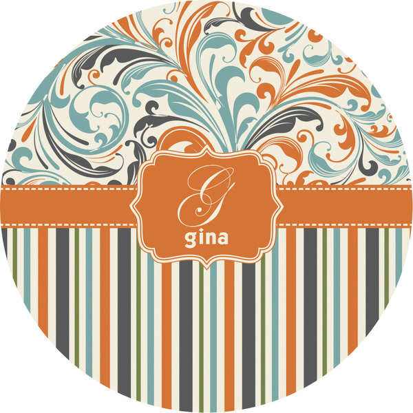 Custom Orange Blue Swirls & Stripes Multipurpose Round Labels - 2" (Personalized)