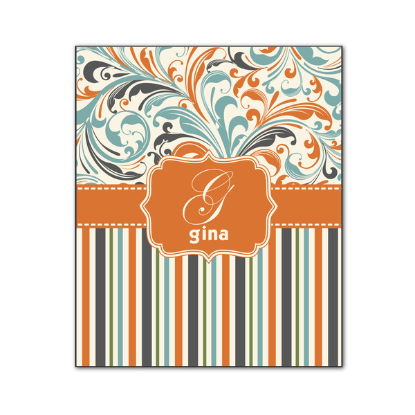 Custom Orange Blue Swirls & Stripes Wood Print - 20x24 (Personalized)