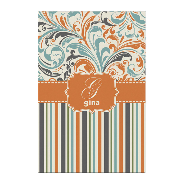 Custom Orange Blue Swirls & Stripes Posters - Matte - 20x30 (Personalized)