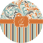 Orange Blue Swirls & Stripes Multipurpose Round Labels - 3" (Personalized)