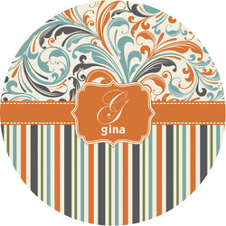 Orange Blue Swirls & Stripes Multipurpose Round Labels - Custom Sized (Personalized)