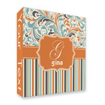 Orange Blue Swirls & Stripes 3 Ring Binder - Full Wrap - 2" (Personalized)