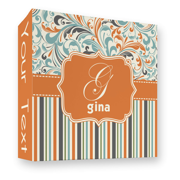 Custom Orange Blue Swirls & Stripes 3 Ring Binder - Full Wrap - 3" (Personalized)