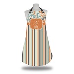 Orange Blue Swirls & Stripes Apron w/ Name and Initial