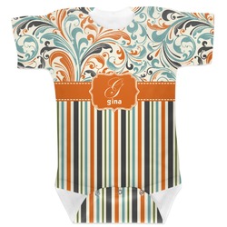 Orange Blue Swirls & Stripes Baby Bodysuit 0-3 (Personalized)