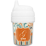 Orange Blue Swirls & Stripes Baby Sippy Cup (Personalized)