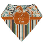 Orange Blue Swirls & Stripes Bandana Bib (Personalized)