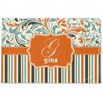 Orange Blue Swirls & Stripes Woven Mat (Personalized)