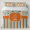 Orange Blue Swirls & Stripes Bedding Set- King Lifestyle - Duvet