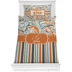 Orange Blue Swirls & Stripes Comforter Set - Twin XL (Personalized)