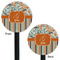 Orange Blue Swirls & Stripes Black Plastic 5.5" Stir Stick - Double Sided - Round - Front & Back