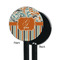 Orange Blue Swirls & Stripes Black Plastic 5.5" Stir Stick - Single Sided - Round - Front & Back