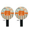 Orange Blue Swirls & Stripes Black Plastic 7" Stir Stick - Double Sided - Round - Front & Back