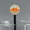 Orange Blue Swirls & Stripes Black Plastic 7" Stir Stick - Round - Main