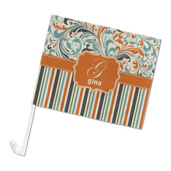 Orange Blue Swirls & Stripes Car Flag - Large (Personalized)