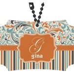 Orange Blue Swirls & Stripes Rear View Mirror Ornament (Personalized)