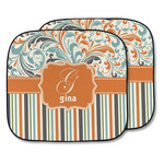 Orange Blue Swirls & Stripes Car Sun Shade - Two Piece (Personalized)