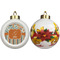 Orange Blue Swirls & Stripes Ceramic Christmas Ornament - Poinsettias (APPROVAL)