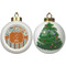 Orange Blue Swirls & Stripes Ceramic Christmas Ornament - X-Mas Tree (APPROVAL)