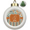 Orange Blue Swirls & Stripes Ceramic Christmas Ornament - Xmas Tree (Front View)