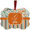 Orange Blue Swirls & Stripes Christmas Ornament (Front View)