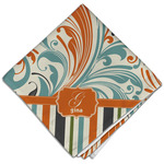 Orange Blue Swirls & Stripes Cloth Dinner Napkin - Single w/ Name and Initial