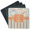 Orange Blue Swirls & Stripes Coaster Rubber Back - Main