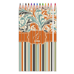 Orange Blue Swirls & Stripes Colored Pencils (Personalized)