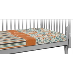 Orange Blue Swirls & Stripes Crib Fitted Sheet (Personalized)