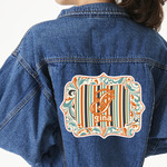 Orange Blue Swirls & Stripes Twill Iron On Patch - Custom Shape - 3XL (Personalized)