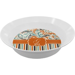 Orange Blue Swirls & Stripes Melamine Bowl - 12 oz (Personalized)