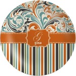 Orange Blue Swirls & Stripes Melamine Plate (Personalized)