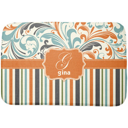 Orange Blue Swirls & Stripes Dish Drying Mat (Personalized)