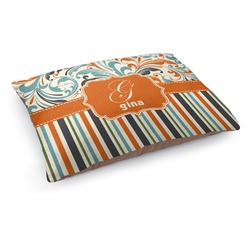 Orange Blue Swirls & Stripes Dog Bed - Medium w/ Name and Initial