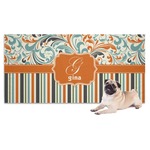 Orange Blue Swirls & Stripes Dog Towel (Personalized)