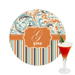 Orange Blue Swirls & Stripes Printed Drink Topper -  2.5" (Personalized)