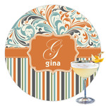 Orange Blue Swirls & Stripes Printed Drink Topper - 3.5" (Personalized)