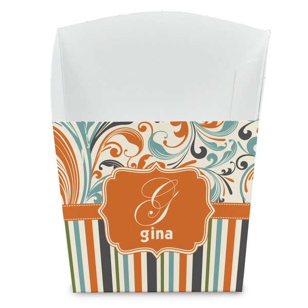 Custom Orange Blue Swirls & Stripes French Fry Favor Boxes (Personalized)