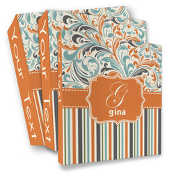 Orange Blue Swirls & Stripes 3 Ring Binder - Full Wrap (Personalized)