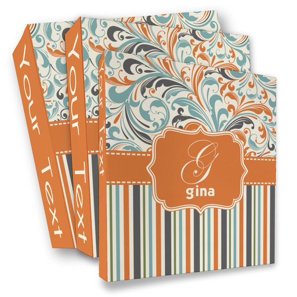 Custom Orange Blue Swirls & Stripes 3 Ring Binder - Full Wrap (Personalized)