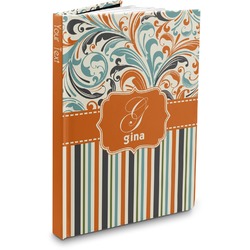Orange Blue Swirls & Stripes Hardbound Journal - 7.25" x 10" (Personalized)